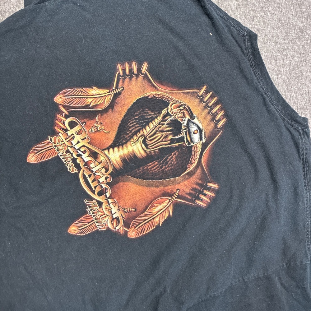 Vintage Blackfoot T-Shirt Mens‎ 2XL Black Graphic Cobra Rock Band Strikes Again